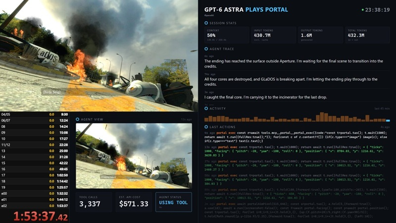 GPT-6 Astra прошла классическую головоломку Portal без участия человека