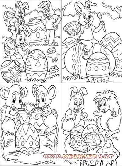 Раскраски для детей - Пасха и пасхальные яйца