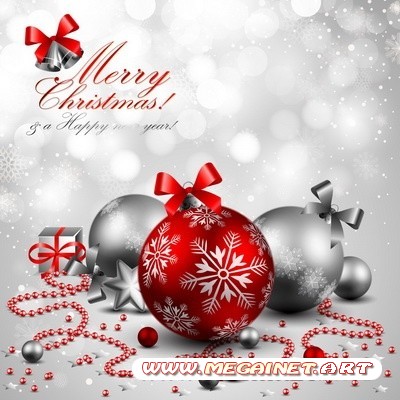 Векторный шаблон с новогодними шарами - Merry Christmas