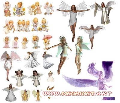 Клипарт для фотошопа - Ангелочки и девушки Ангелы