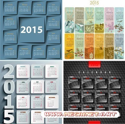Векторные шаблоны календарных сеток на 2015 год